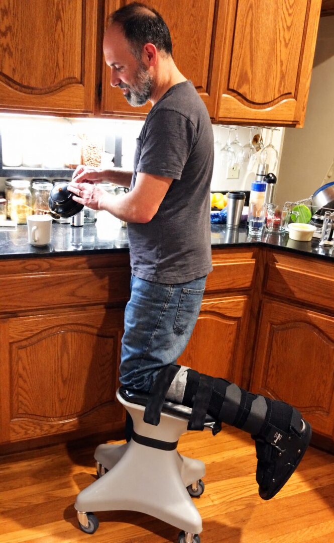 Candid Kitchen Pour with Knee Scooter